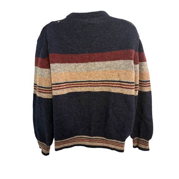 Vintage Italian 100% Shetland Wool Striped Sweater. Size Men's Medium - Picture 5 of 8